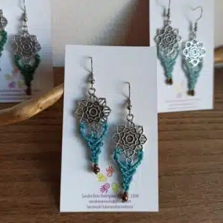 Macrame earrings BOHOCHICK with metal FLOWER design
